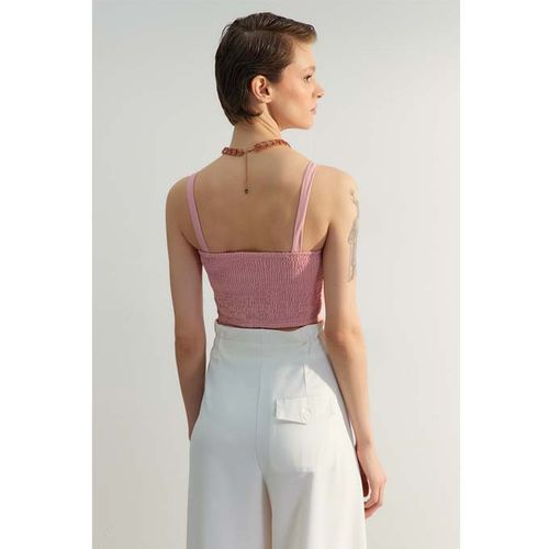 product_image_name-Trendyol-Bustier Rose Ajusté Tissé À Découpes TPRSS23BS00099-6