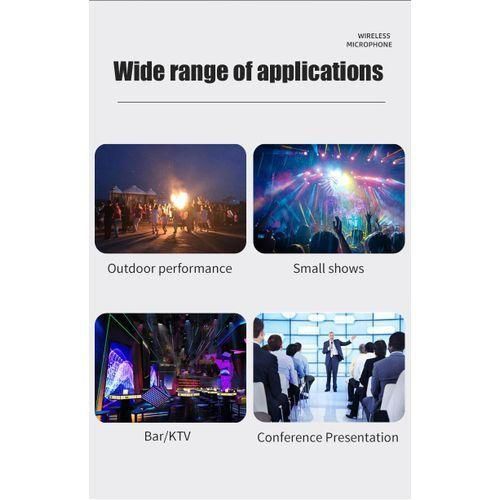 product_image_name-Generic- Microphone sans fil, Microphone sans fil UHF double rechargeable, Micro dynamique sans fil à main double pour karaoké, mariage, DJ, fête, discours, église, utilisation en classe, système de sonorisation-7