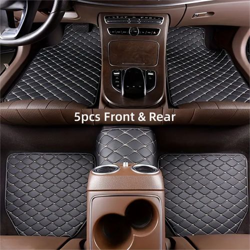 Tapis de sol de voiture en cuir PU, 4 pièces, universel, imperméable,  protecteur, antidérapant, avant et