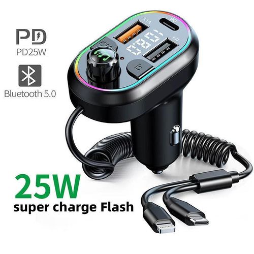 Generic Transmetteur FM Bluetooth 5.0 pour voiture, adaptateur audio sans fil avec chargeur USB PD 25 W, kit mains libres et lecteur MP3 intégré - image 6