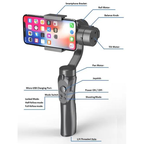 3-Axis Stabilisateur Handheld Gimbal de poche PTZ cardan Smartphone Gopro  caméra Selfie bâton trépied pour Smartphone