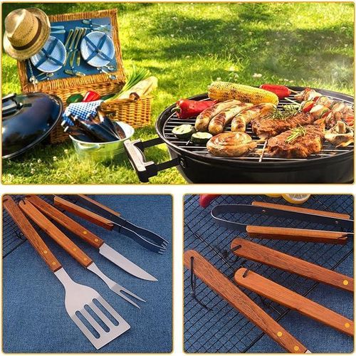 Generic Lot de 4 Ustensiles Barbecue en Acier Inoxydable - image 2