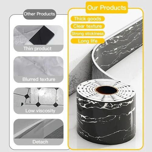 product_image_name-Generic-1 rouleau = 5m de longueur *10cm de largeur, grand rouleau épaissi papier peint autocollant marbre pour cuisinière - Jazz White-7