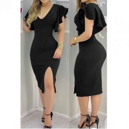 product_image_name-Fashion-Robes Classe Dame Avec Fente Devant-1