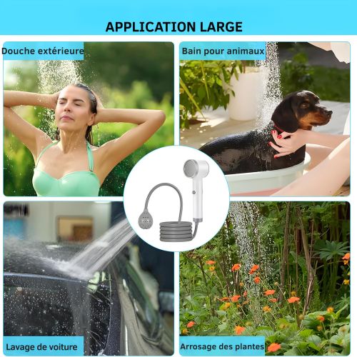 Generic Douche Portable Électrique Rechargeable avec Pompe Intégrée & Éclairage LED - image 3