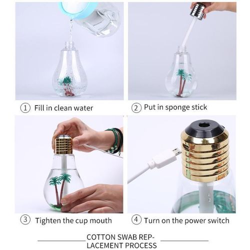 product_image_name-Generic-Humidificateur portable en forme d'ampoule LED colorée de 400 ml avec 7 lumières colorées, diffuseur purifiant rechargeable et silencieux pour la maison, le bureau, le salon-4