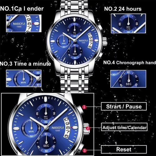 Montre fond sale bleu pour homme