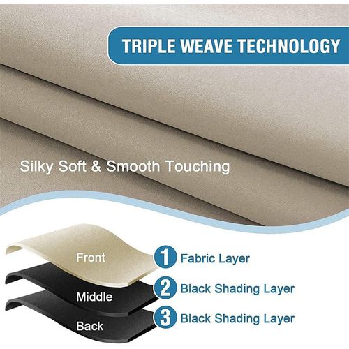 Generic 1pcs Solid Color Curtains, Blackout And Heat Insulation Curtains - Khaki - 132*241cm - image 2