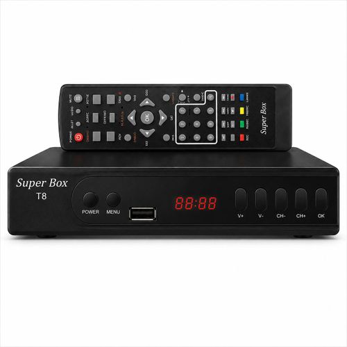 Generic Super Box T8 - Décodeur Numérique Satellite DVB-T2/C Full HD 1080P Avec Télécommande + Câble AV
