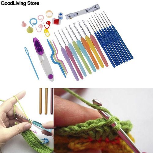 Ensemble d'outils de Crochet à Tricoter 376 Pièces Outil à Tricoter avec  Boîte de Rangement Kit Tricot Anneau Marqueur Tricot pour
