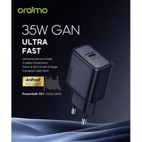 Oraimo Chargeur 35W PowerGaN Ultra Rapide – Type-C -- Noir