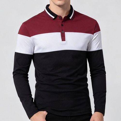 AIDAILU Polo à Manches Longues Pour Hommes Loisirs- Multicolore - image 5