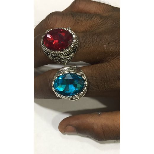 BAGUE PIERRE ROUGE +BAGUE PIERRE BLEU