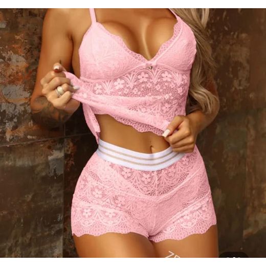 Ensemble lingerie 3en1 rose