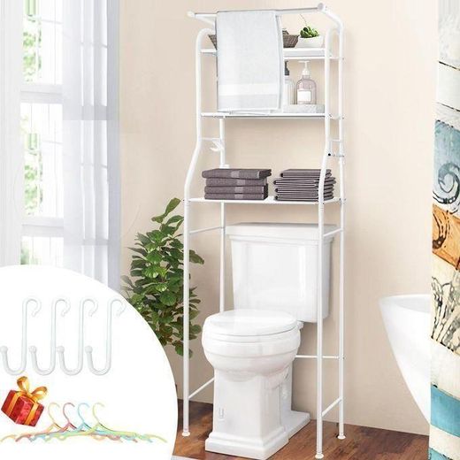 Generic étagère De Salle De Bain à 3 Niveaux Peu Encombrante Avec Crochets Et Porte-papier Toilette