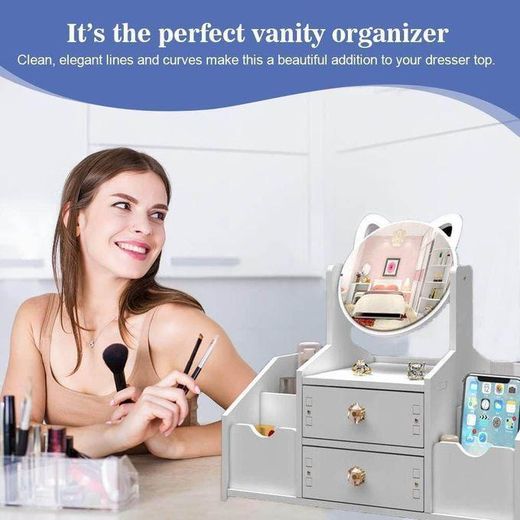 Generic Rangement Maquillage, organisateur de cosmétiques avec tiroirs, Boite Rangement Maquillage avec Miroir - image 4