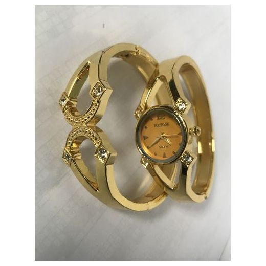 Pak Fook Montre Dame Pakfook +Bracelet Pour Petit Poignet- Fond Doré