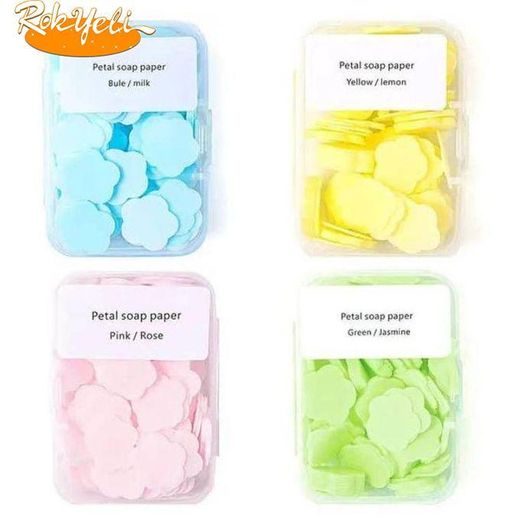 Generic 6 Boites De confeties de bain parfumés, pétale de fleur,  Savons en papier  pour les mains,Parfum Citron, Lavande, Rose, Jasmine - Pratique Et Hygiénique