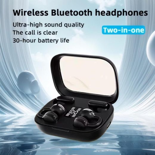 Generic Casque Bluetooth Sans Fil à Clip Oreille, Écouteurs Ouverts Style Conduction Osseuse avec Réduction de Bruit ENC - Noir - image 3