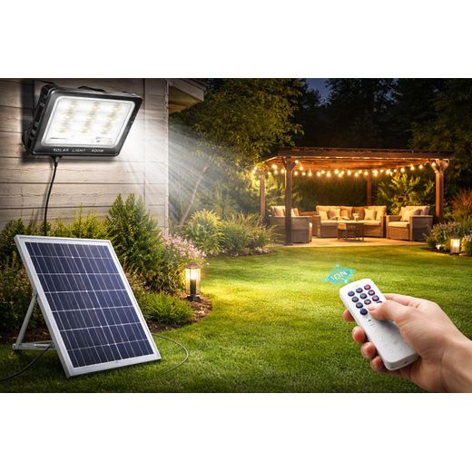 Generic Projecteur Solaire LED 400W avec Panneau Solaire et Télécommande - image 2