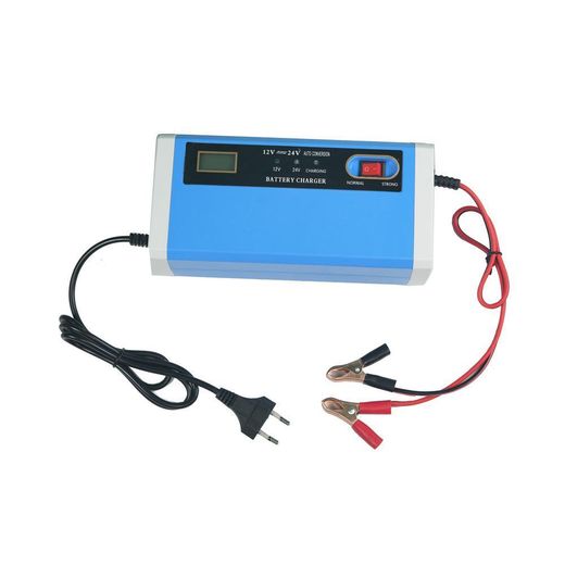 Generic Chargeur de Batterie Intelligent 12V-24V Auto Conversion – Voiture, Camion & Moto – Avec Écran LCD Digital, Pinces Crocodile & Sélecteur Normal/Strong - image 3