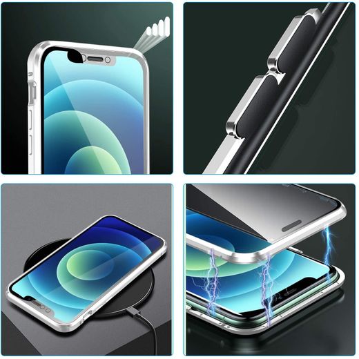 Generic Coque Magnétique Compatible IPhone 13 Pro Max, Vitrée Doubles Faces -gris - image 2