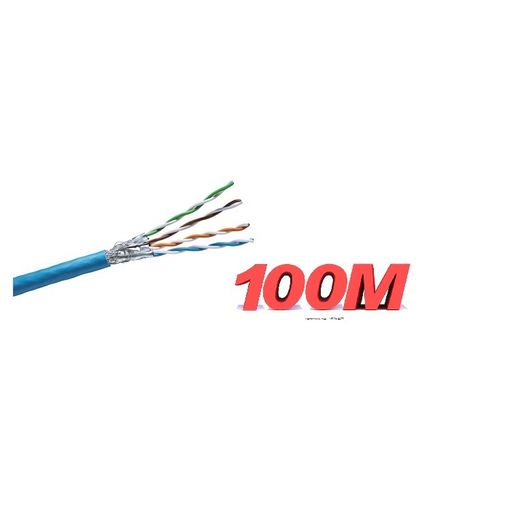 Câble Réseau RJ45 FTP Cat6 - U/FTP 250 MHZ - Blindé - Rigide - 100M - Bleu
