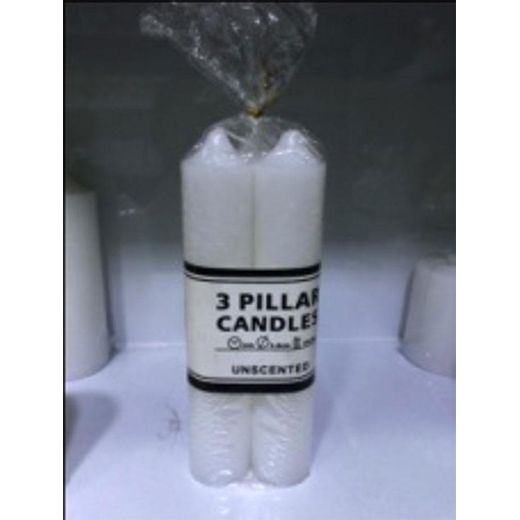 LOT DE 03 BOUGIES PILIERS BLANCHES 