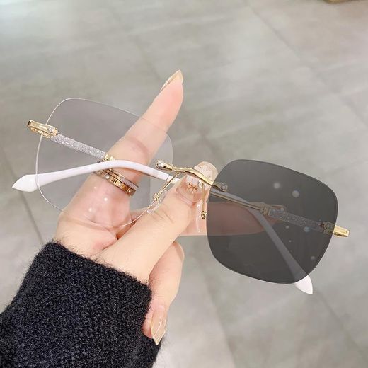 Fashion Lunettes sans Monture Anti-Lumière Bleue Photochromiques pour Femmes - Cadre Métallique