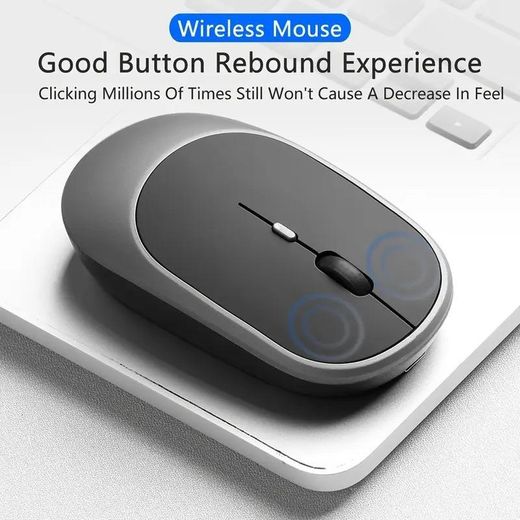 Generic Souris sans fil rechargeable double mode 2.4G & Bluetooth - Gris/Noir - image 4