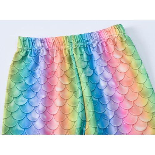 JOMAKE 2-9Y Leggings pour enfants, taille élastiquée, respirant, motif écailles de poisson coloré - image 2