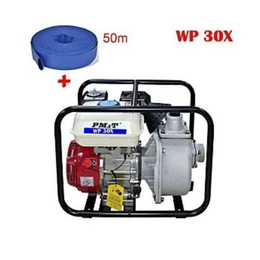 Moto Pompe 3 Pouces WP-30X A021KJ + Tuyau De Refoulement 50m à Caractère Professionnel Et Durable