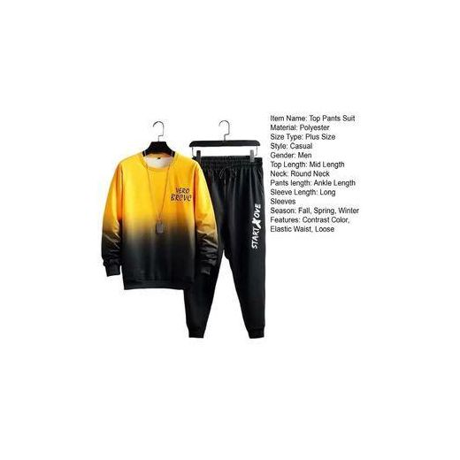 Fashion Ensemble sweat-shirt pour hommes, tenue de sport à contraste dégradé - image 3