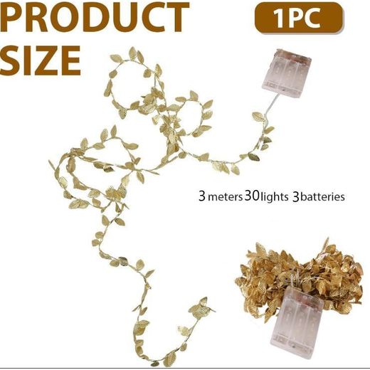 Generic Guirlande Lumineuse à Feuilles Dorées LED Fonctionne à Piles 3M 20 LED pour Décoration de Thanksgiving, Noël et Fêtes, Décor Intérieur Extérieur Maison Jardin - image 3