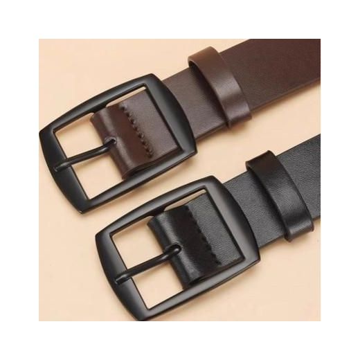 Fashion Ceinture pour homme en PU (lot de 2), style rétro sobre, boucle lisse, idéale au quotidien, pour les loisirs, les fêtes, les vacances, le travail et la Saint-Valentin. - image 3