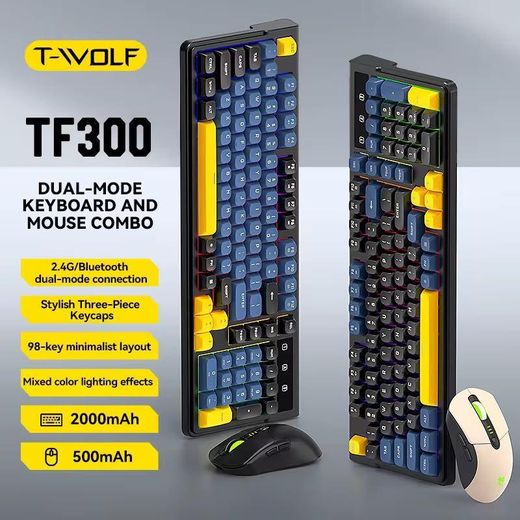 Generic Pack Gaming Sans Fil TF300 - Combo Clavier Lumineux Sensation Mécanique et Souris Ergonomique RGB - image 3