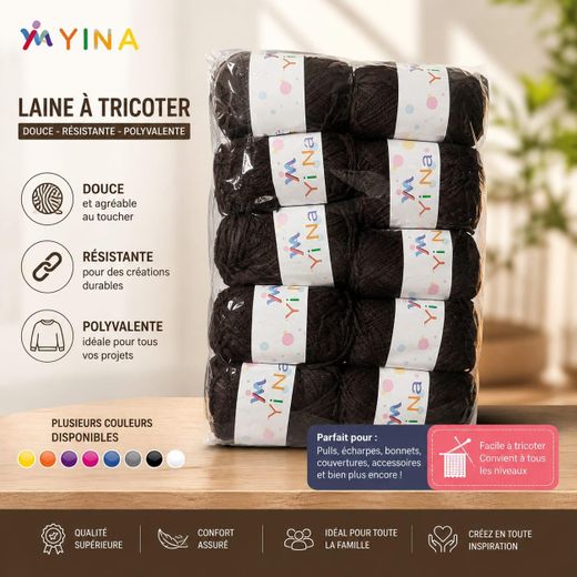 Lot De 10 pelotes de laine à tricoter 