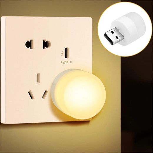 ShebSheb Lot de 5 lampes de nuit USB LED – lumière chaude blanche, mini lampe à brancher, portable et économe en énergie pour chambre, couloir, cuisine, camping ou voyage - image 4