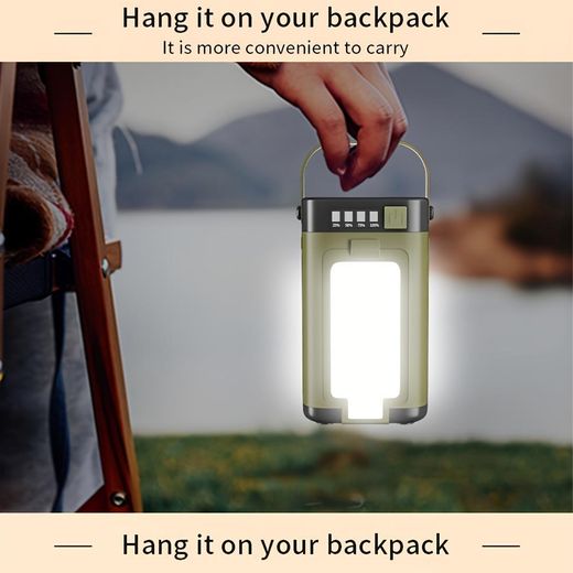 Generic Lanterne de camping solaire rechargeable, lampe torche à chargement USB, lumière de tente portable suspendue, six modes d'éclairage, projecteur LED pliable à quatre feuilles de trèfle - image 3
