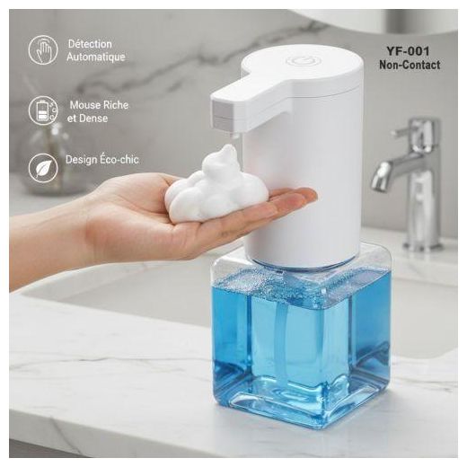 Generic Distributeur de Savon Automatique Sans Contact YF-001 - Mousse Riche, Capteur Infrarouge - Hygiénique, Design Moderne, USB/Piles - Pour Cuisine & SDB