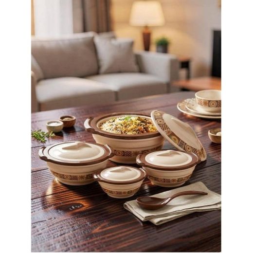 Generic Lot de 04 casseroles isothermes de capacités graduées intérieur en acier inoxydable et extérieur en plastique sans BPA  conçu pour maintenir au chaud et au frais vos repas - image 2