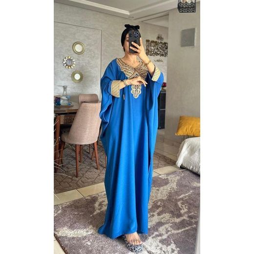 Robe Femme Caftan Marocain Bleu  VG