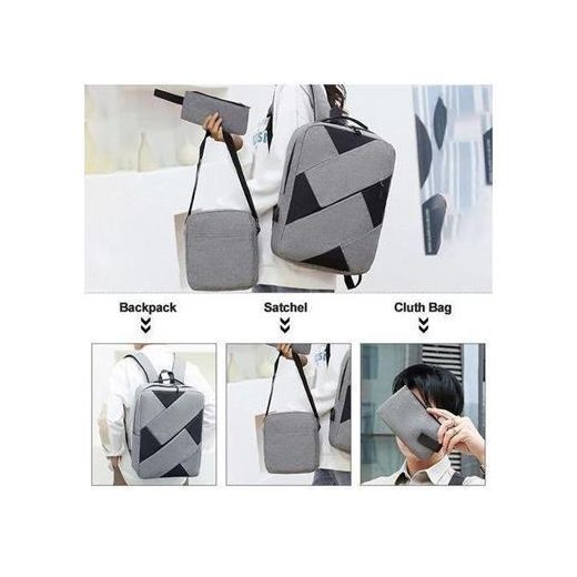 Universal 3 Pcs Color Block Business Backpack Set, Water Resistant Large Laptop Bag with Crossbody Bag & Pencil Case - image 2
