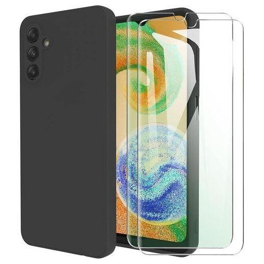Generic Coque En Silicone Compatible Samsung Galaxy A04S + 2Antichoc- Noir