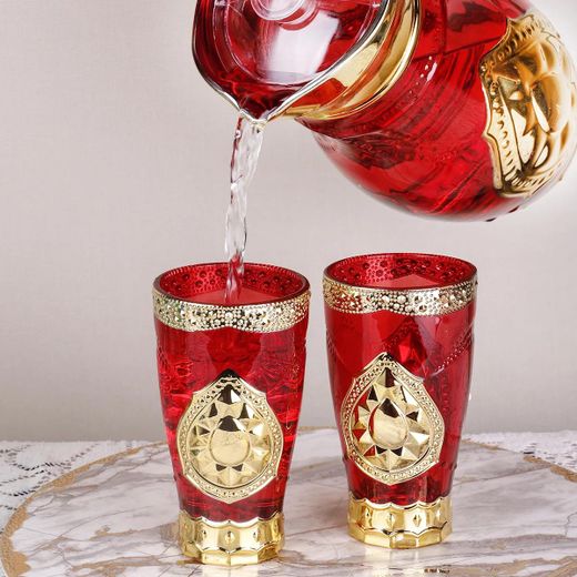 Generic Ensemble de 7 verres à boire de luxe, personnalisé, haut de gamme, avec décoration dorée. - image 2