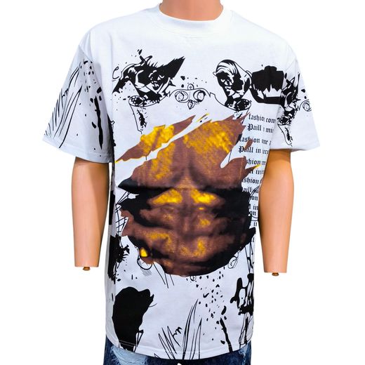 T-Shirt Manches Courtes - Blanc - Noir