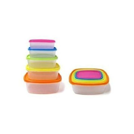 Generic Bol De Stockage Nourriture Avec Couvercle En Plastique - 5pcs - Transparent