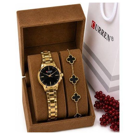 Chic Montre Dame Avec Bracelet Fond Noir