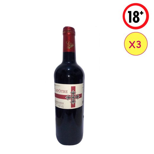 Lot De 3 Vins Rouges - L'Apôtre - 12% - 75Cl