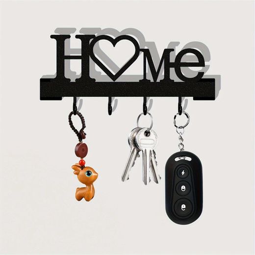 ShebSheb Porte‑clés mural en forme de cœur, organisateur d’entrée à fixation par vis avec crochets, design moderne et minimaliste pour clés et petits objets